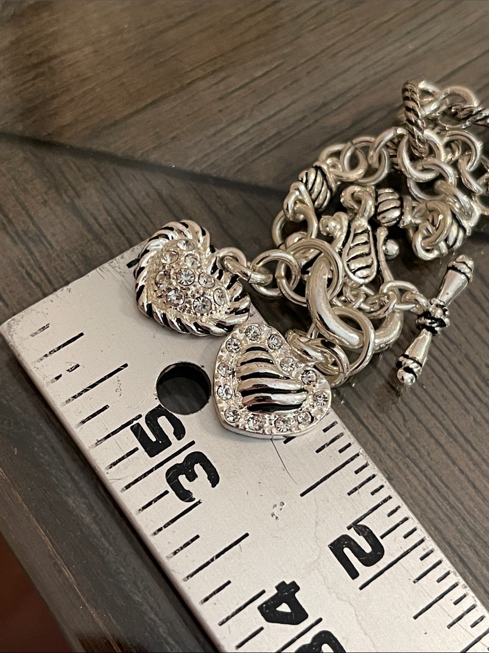 Vintage Premier Designs “Two Hearts” Silver-tone Toggle Cable Chain Necklace - Picture 13 of 14
